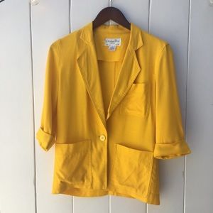 CHRISTIAN DIOR Yellow Blazer size 2 PETIT